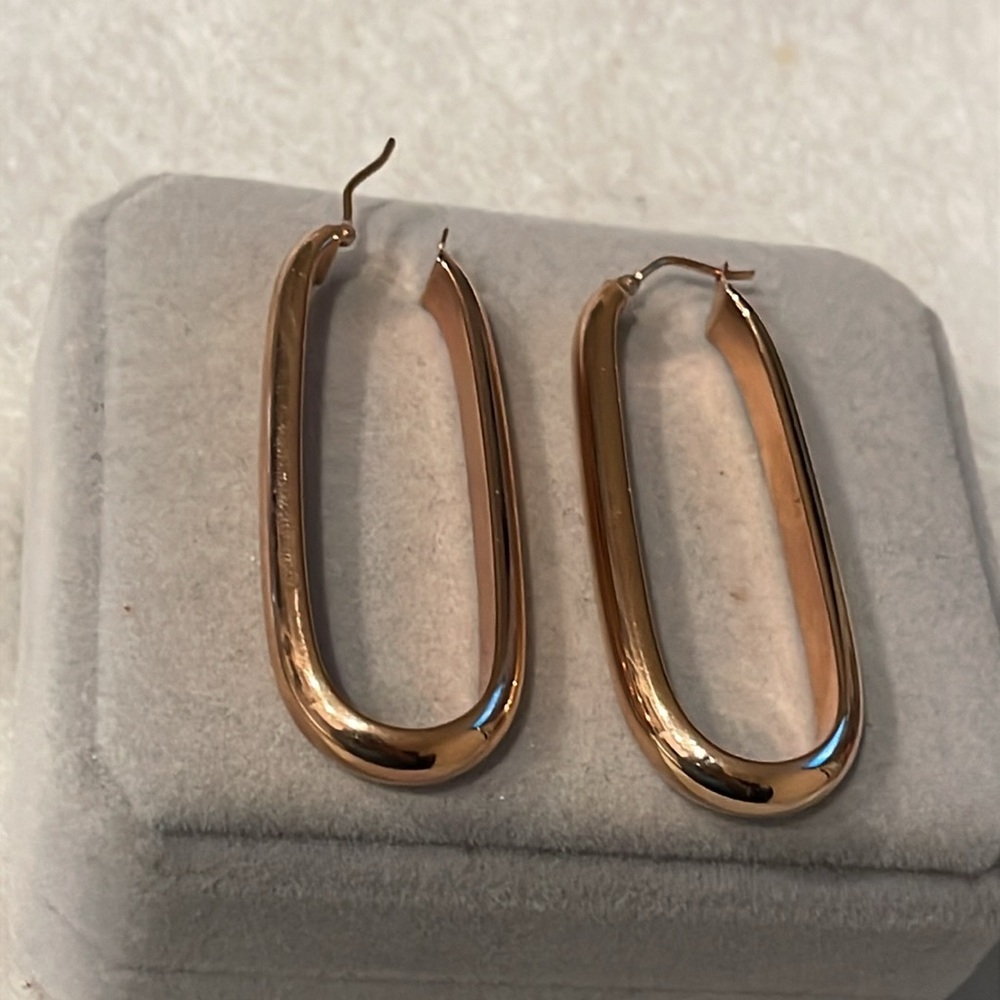 Vintage Bronze Milor Chunky Classic Hoop Earrings Made in Italy 🇮🇹 - Picture 3 of 5